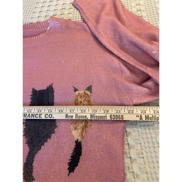 Sweater Crewneck Pink Lightweight Cats Kittens Kitty Feline Calico Tabby Meow! - Picture 8 of 12